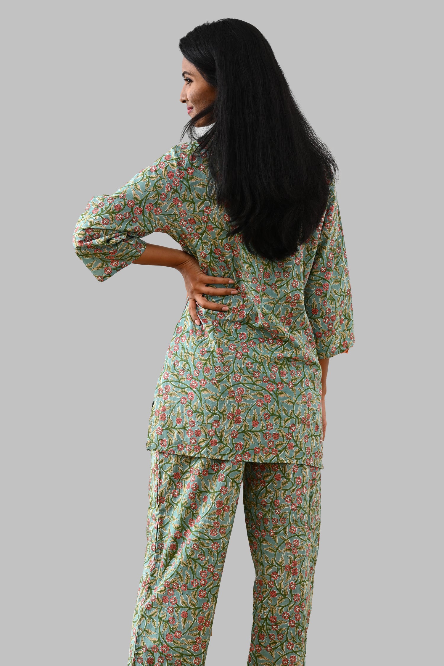 Mint Cotton Printed Pyjama Set