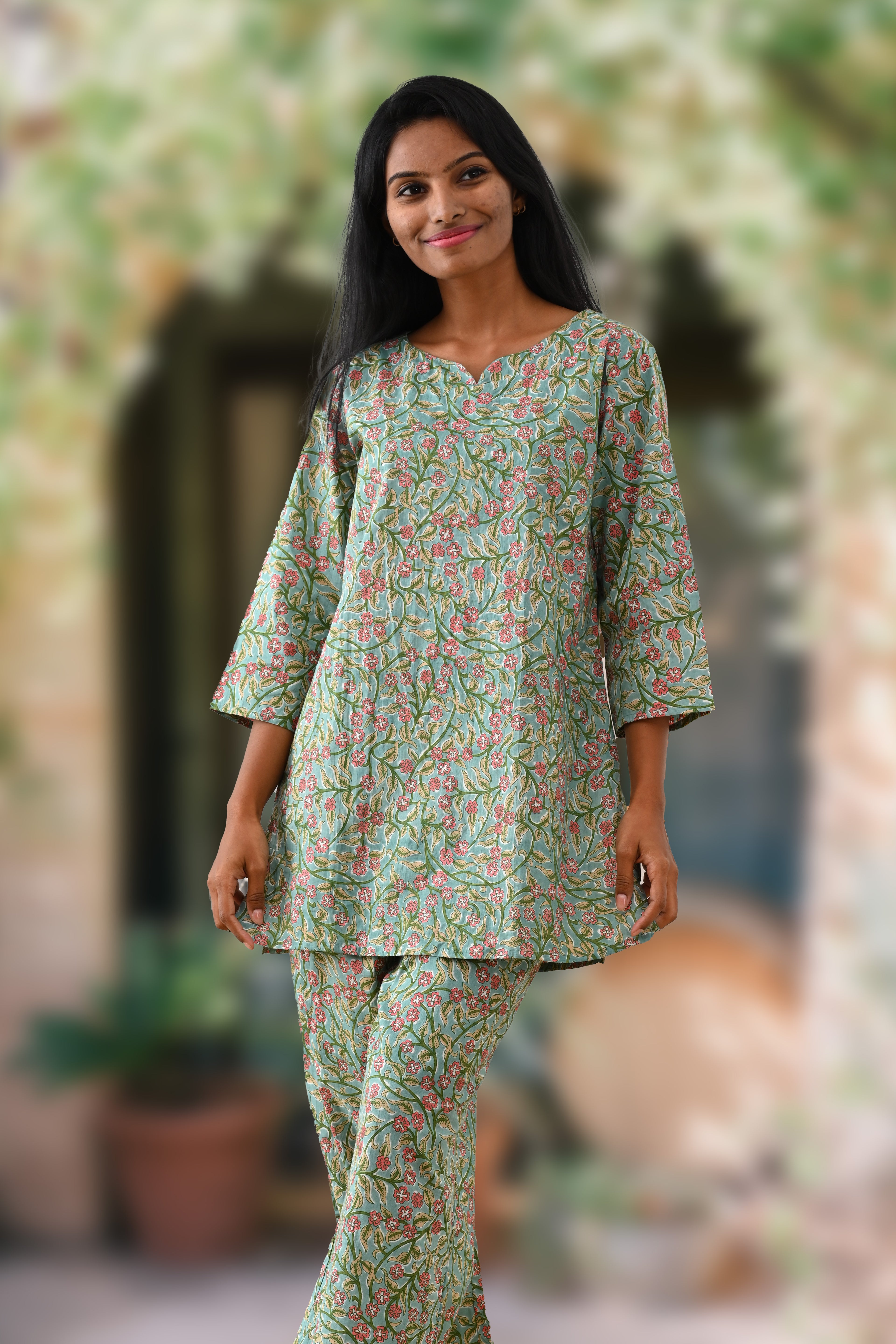 Mint Cotton Printed Pyjama Set