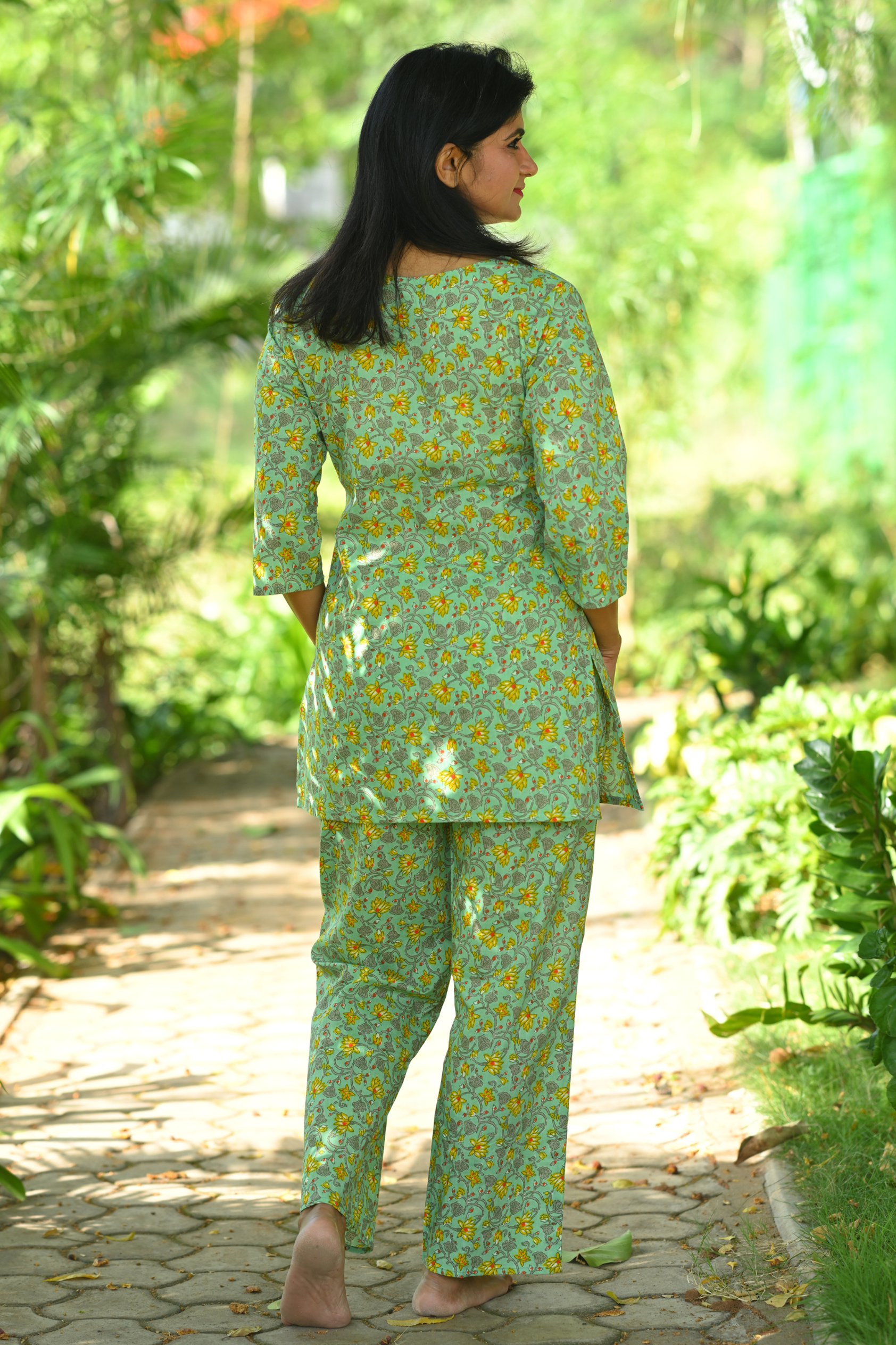 Mint Floral Cotton Printed Pyjama Set
