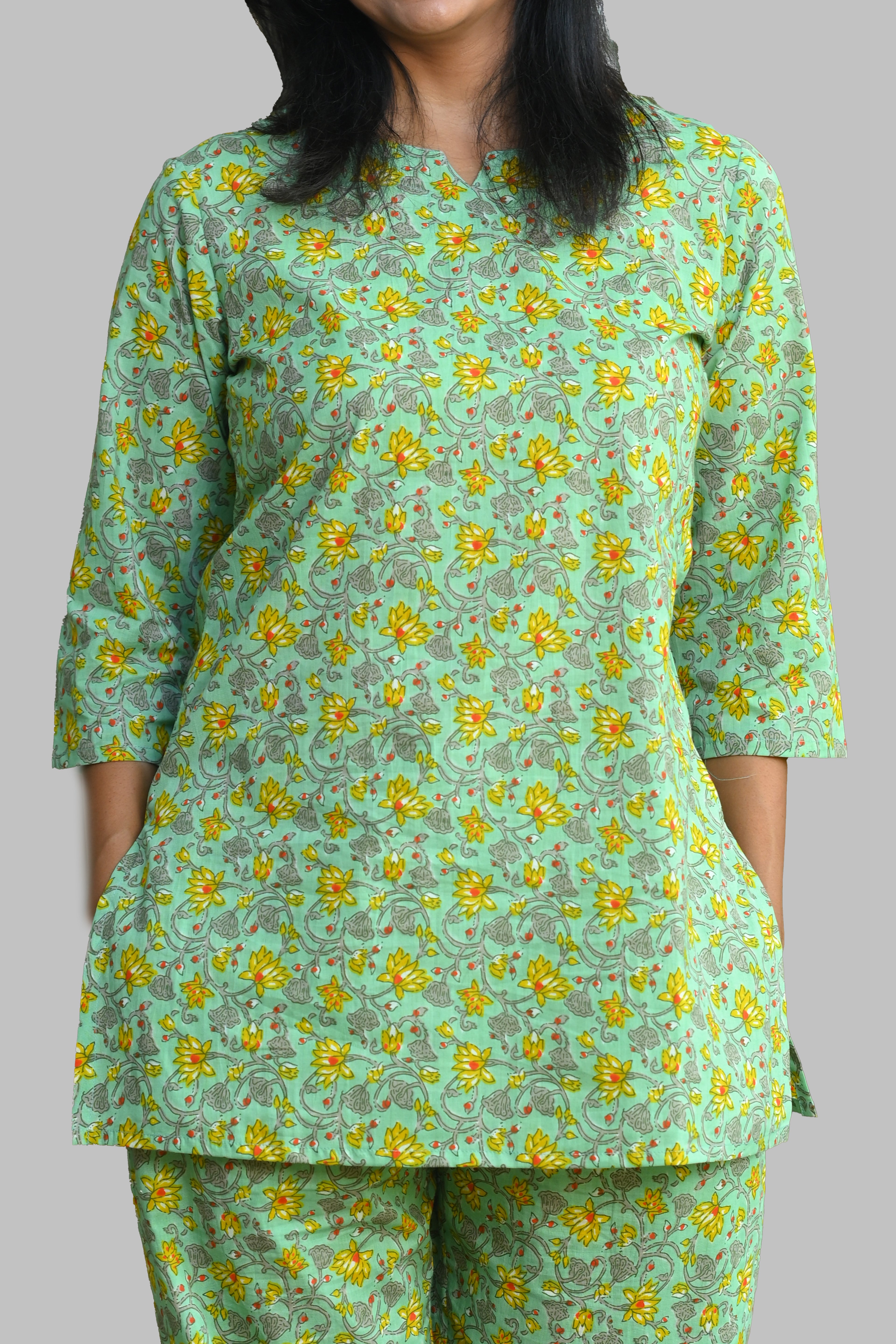 Mint Floral Cotton Printed Pyjama Set