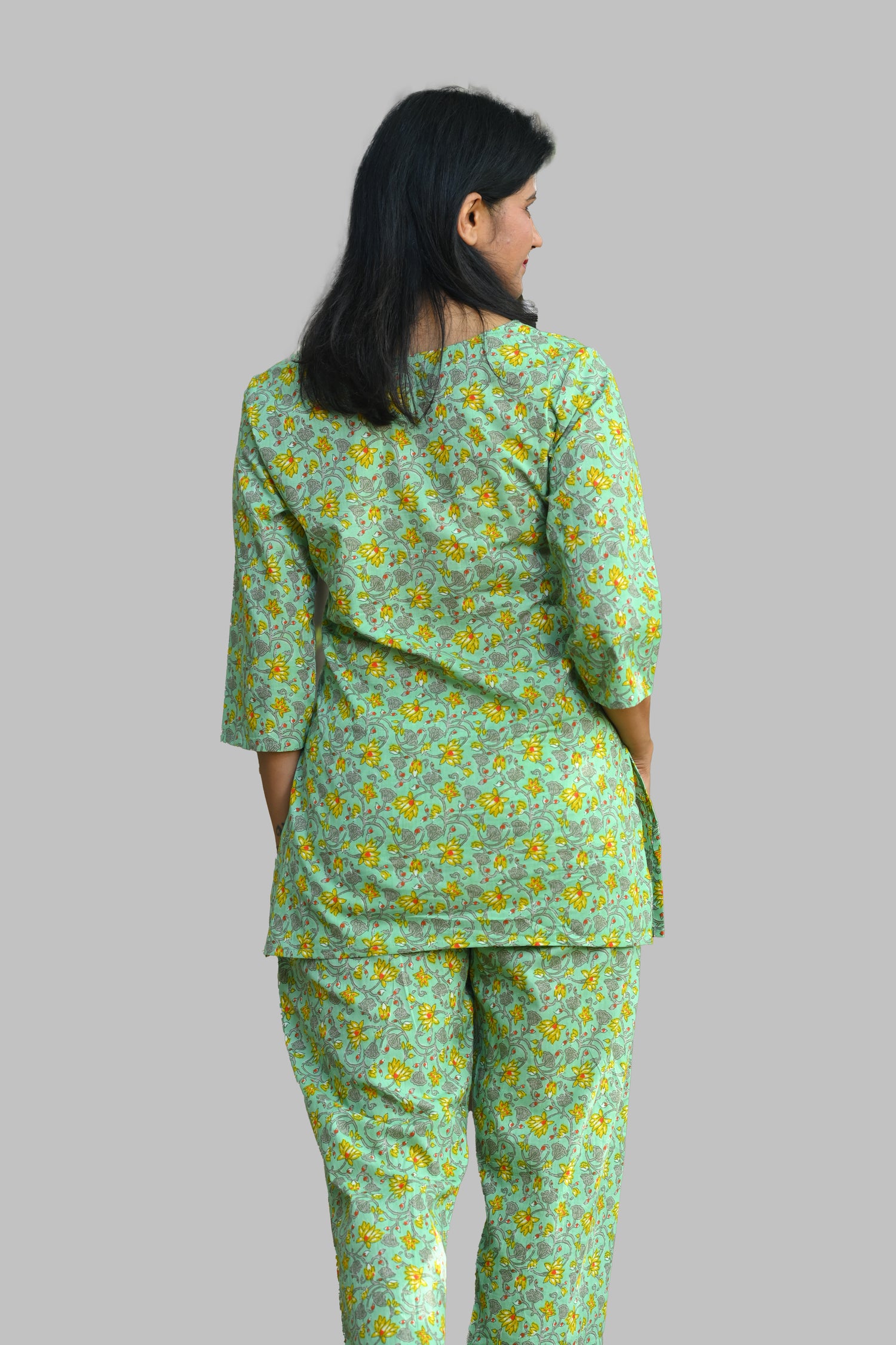 Mint Floral Cotton Printed Pyjama Set