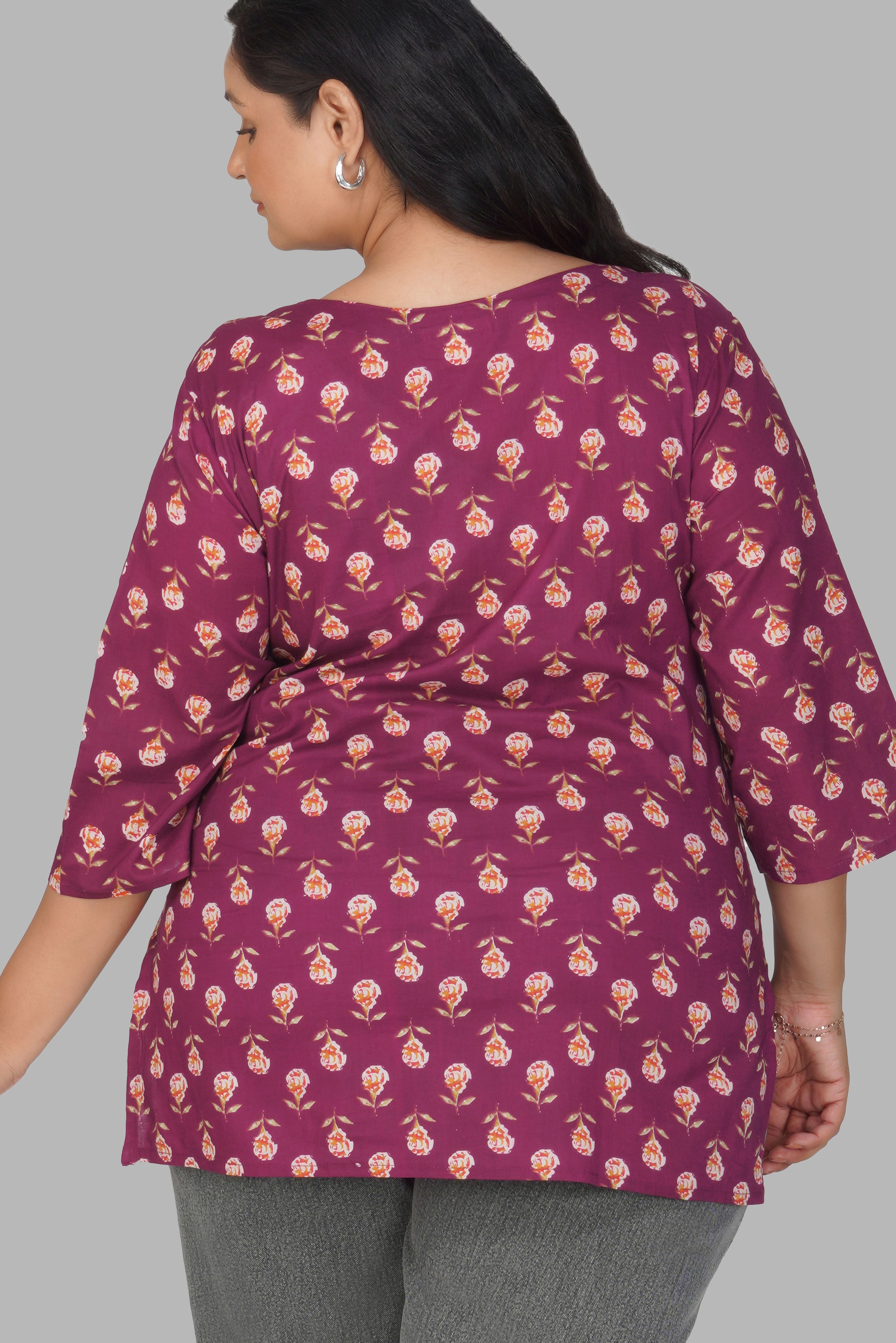 Mulberry Plus Size Cotton Printed Kurti