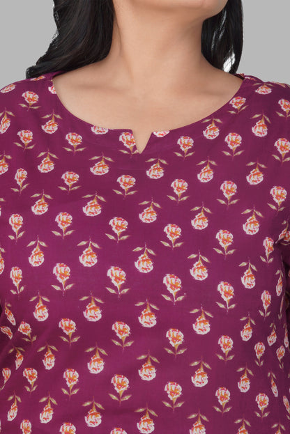 Mulberry Plus Size Cotton Printed Kurti