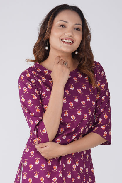 Mulberry Cotton Printed Kurti
