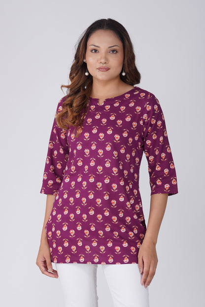 Mulberry Cotton Printed Kurti
