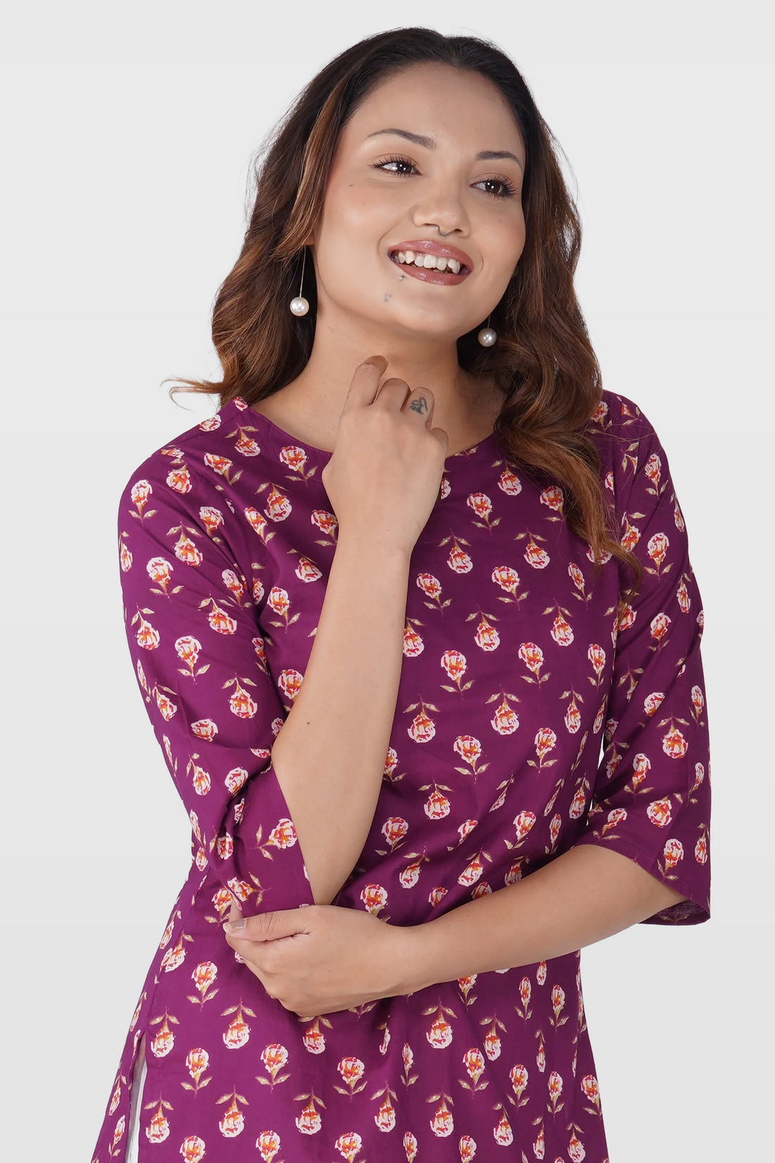 Mulberry Cotton Printed Kurti