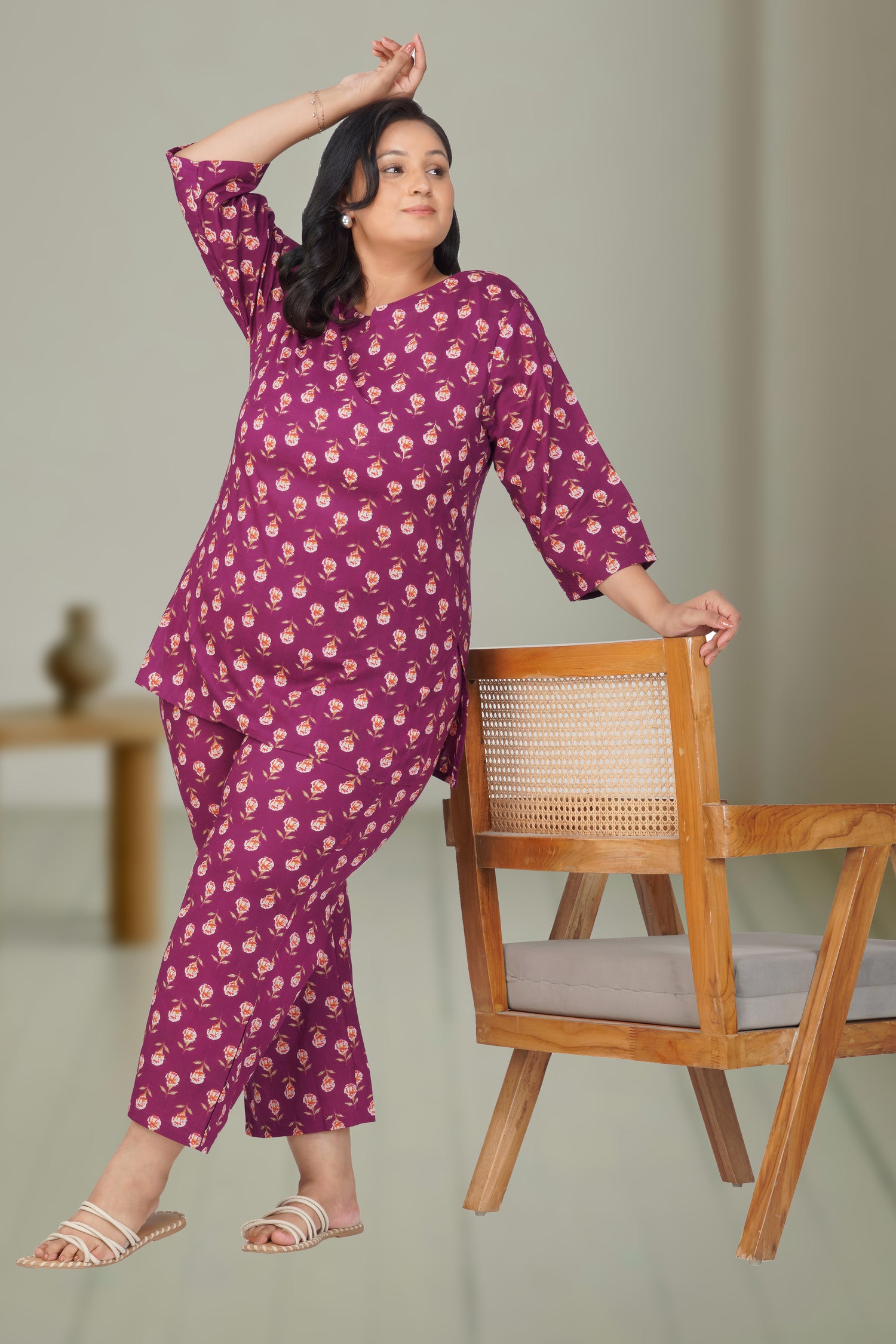 Mulberry Plus Size Cotton Printed Pyjama Set