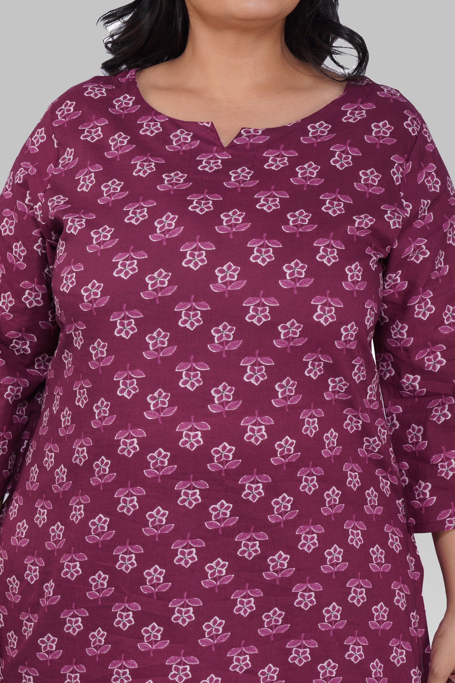 Mulberry Purple Plus Size Cotton Printed Pyjama Set