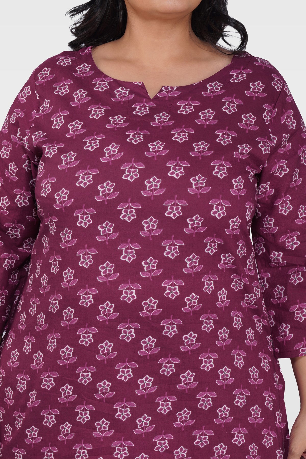 Mulberry Purple Plus Size Cotton Printed Pyjama Set