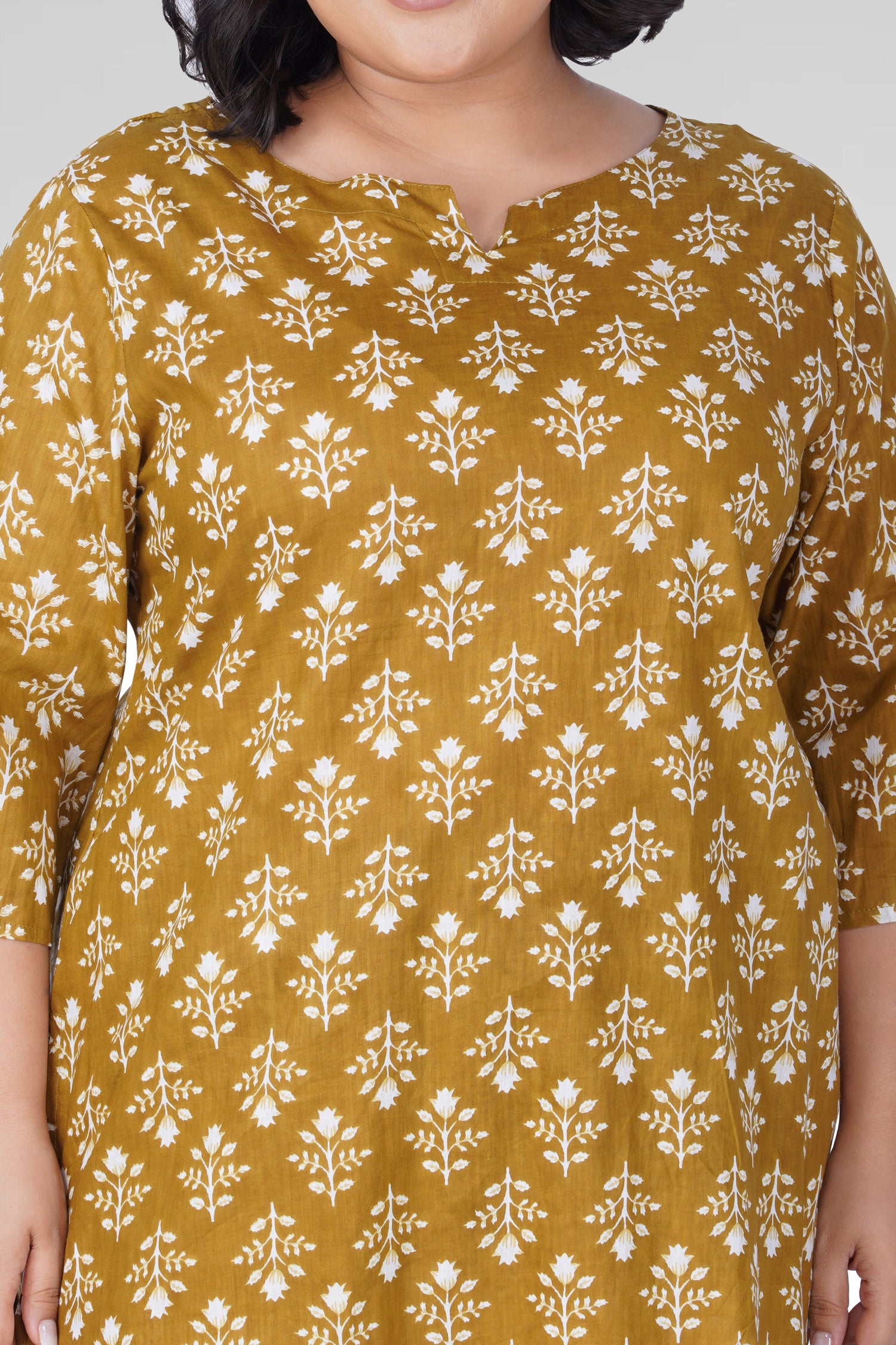Mustard Plus Size Cotton Printed Pyjama Set