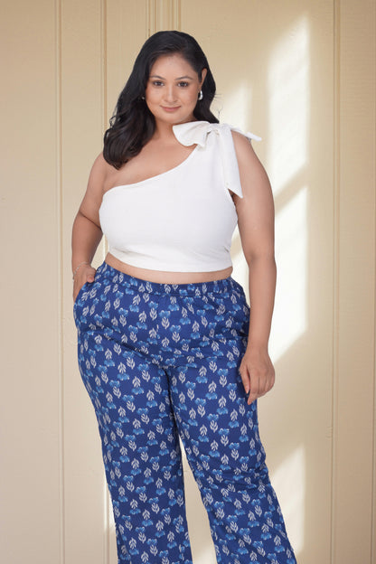 Dark Midnight Blue Plus Size Cotton Printed Bottom
