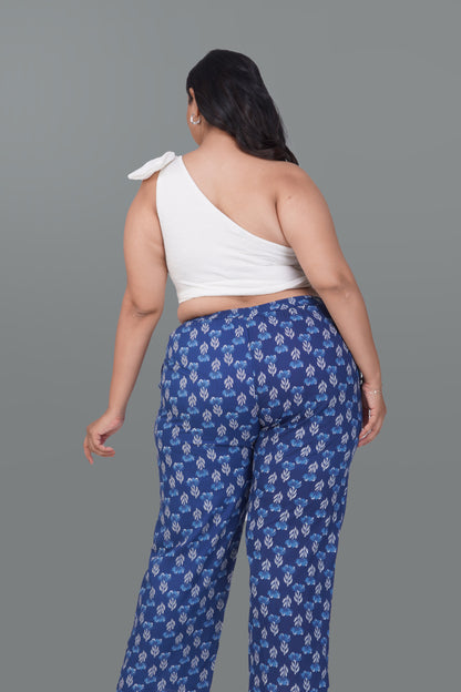 Dark Midnight Blue Plus Size Cotton Printed Bottom