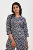 Dark Blue Cotton Printed Pyjama Set