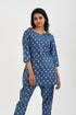 Navy Blue Cotton Printed Pyjama Set