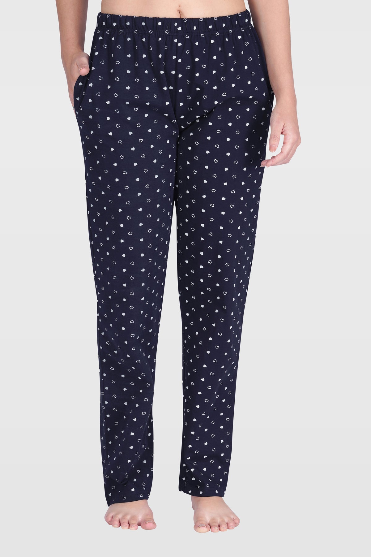 Navy Cotton Printed Pyjama Set