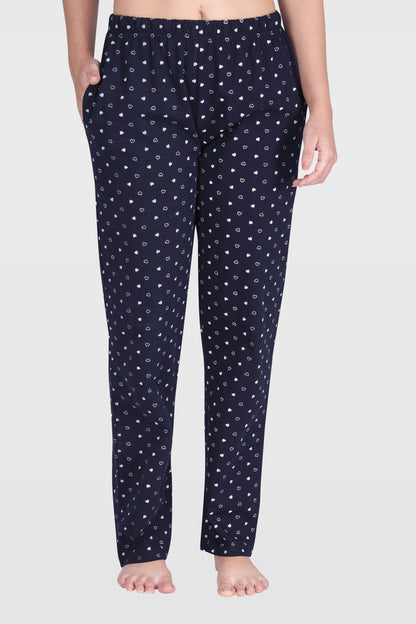 Navy Cotton Printed Pyjama Set
