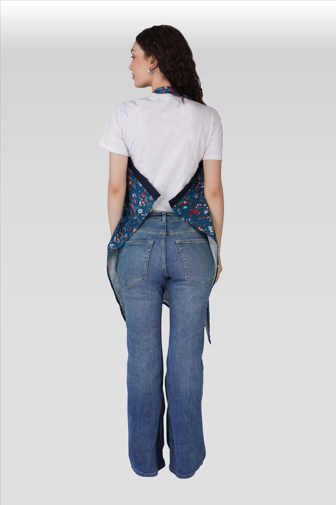 Navy Floral Cotton Printed Feeding Apron