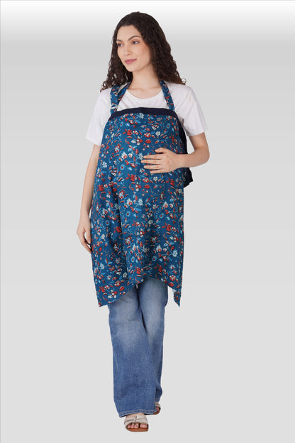 Navy Floral Cotton Printed Feeding Apron