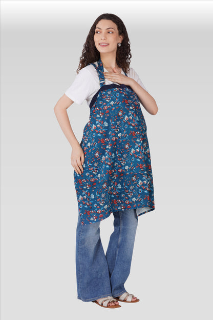 Navy Floral Cotton Printed Feeding Apron
