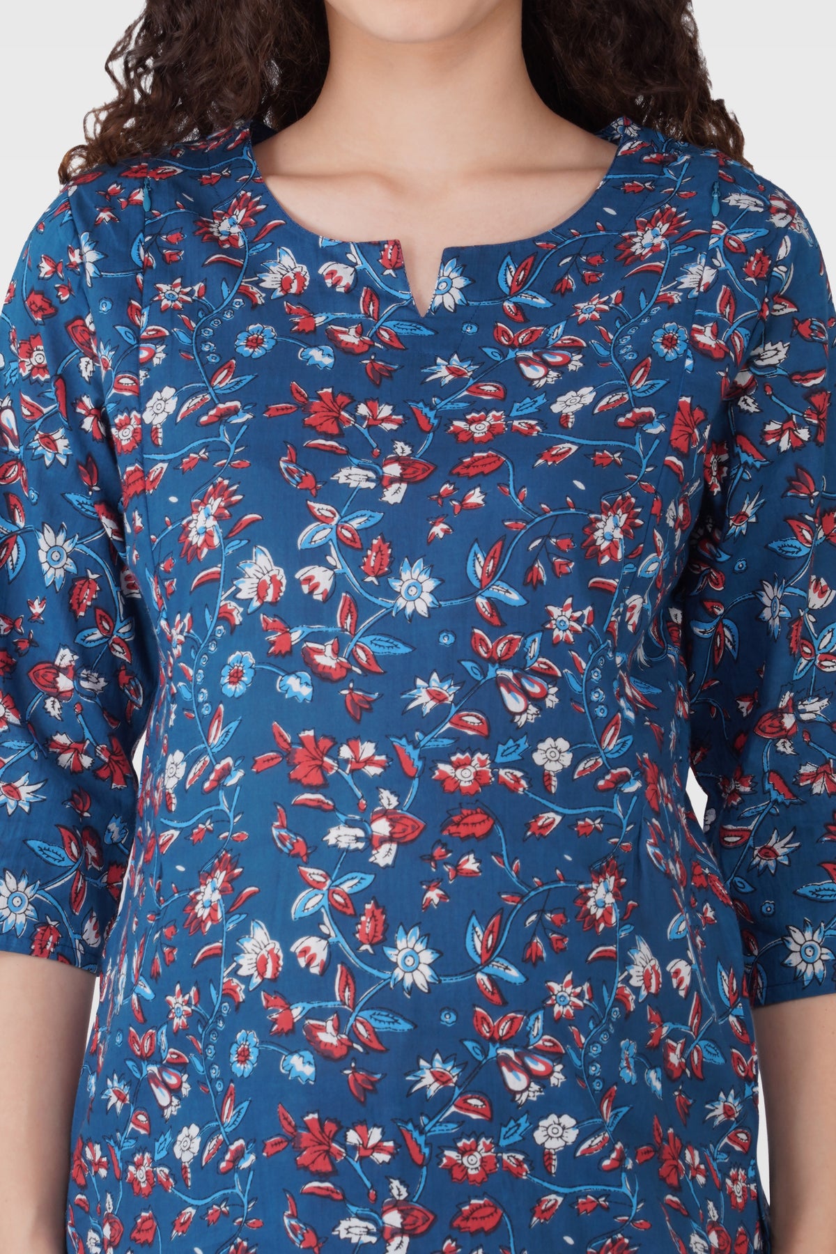 Navy Floral Cotton Printed Maternity and Feeding Pyjama Set