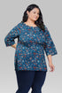 Navy Plus Size Cotton Printed Kurti