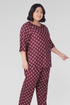 Old Mauve Plus Size Cotton Printed Pyjama Set