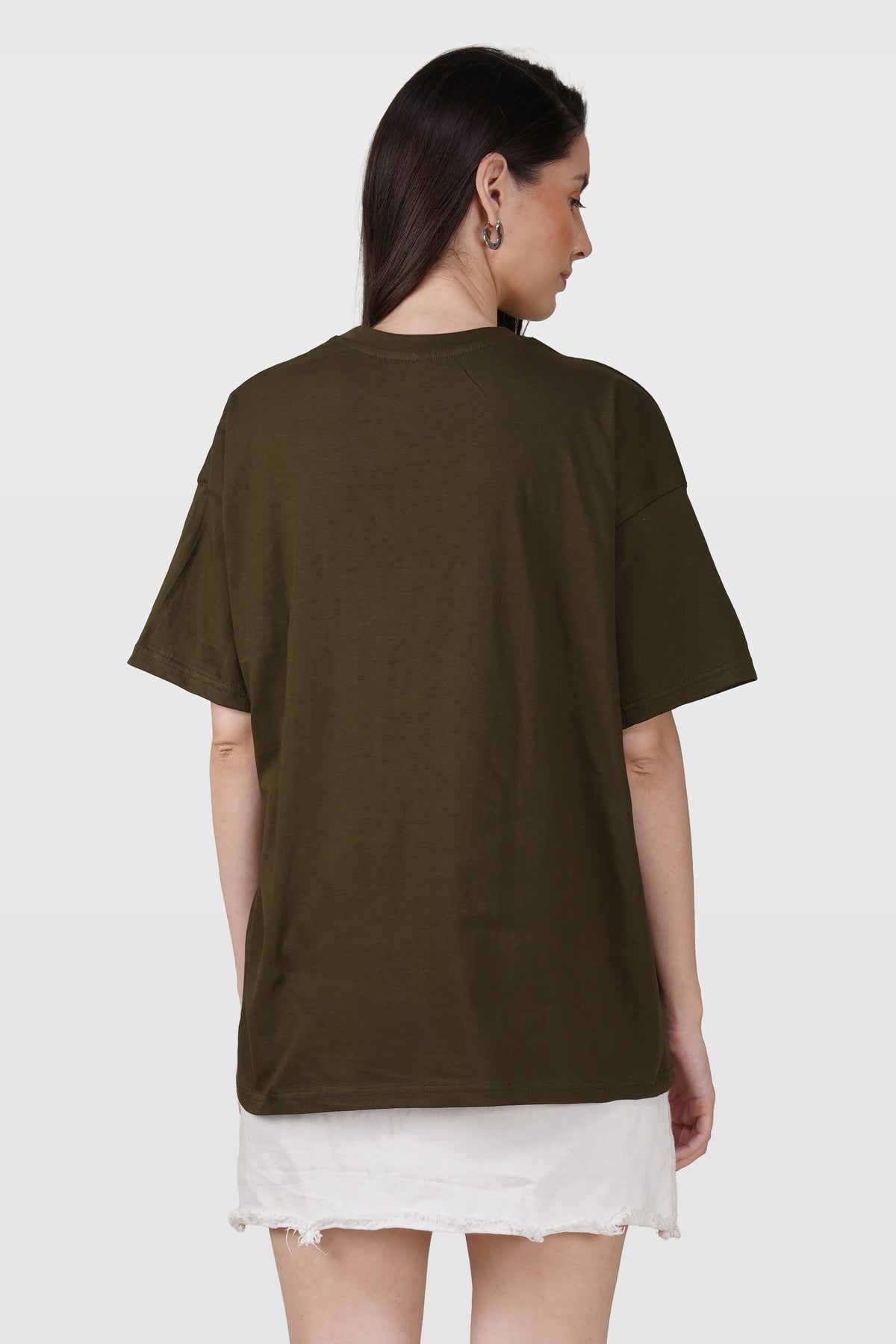 Olive Cotton Oversized Crew Neck T-Shirt