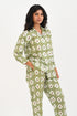 Olive Green Cotton Printed Pyjama Set Cuban Collar