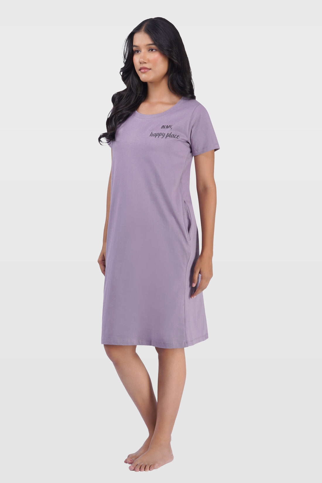 Orchid Mist Cotton V-Neck T-Shirt