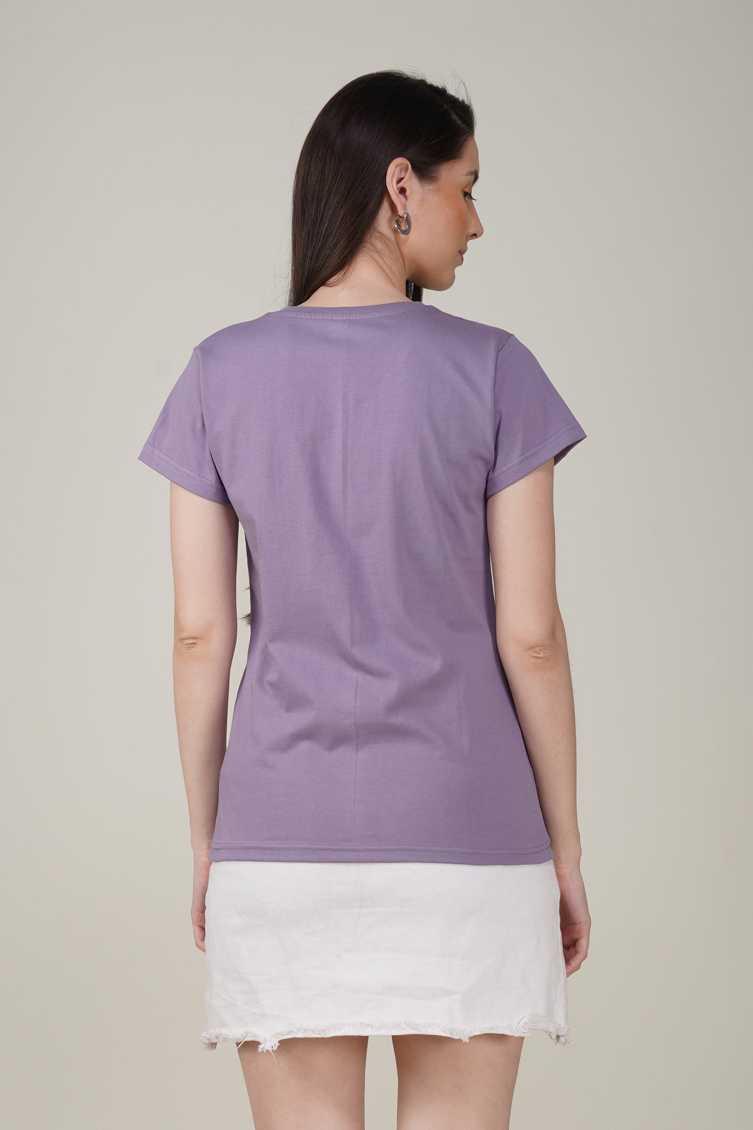 Orchid Mist Cotton V-Neck T-Shirt