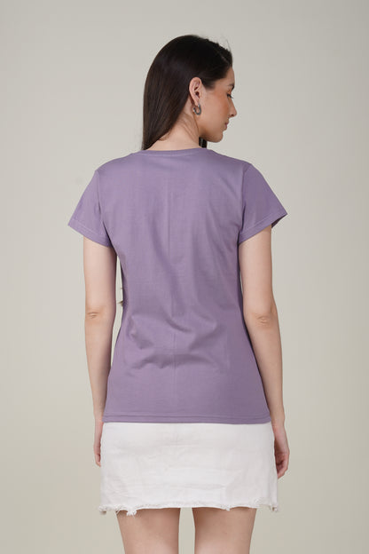 Orchid Mist Cotton V-Neck T-Shirt