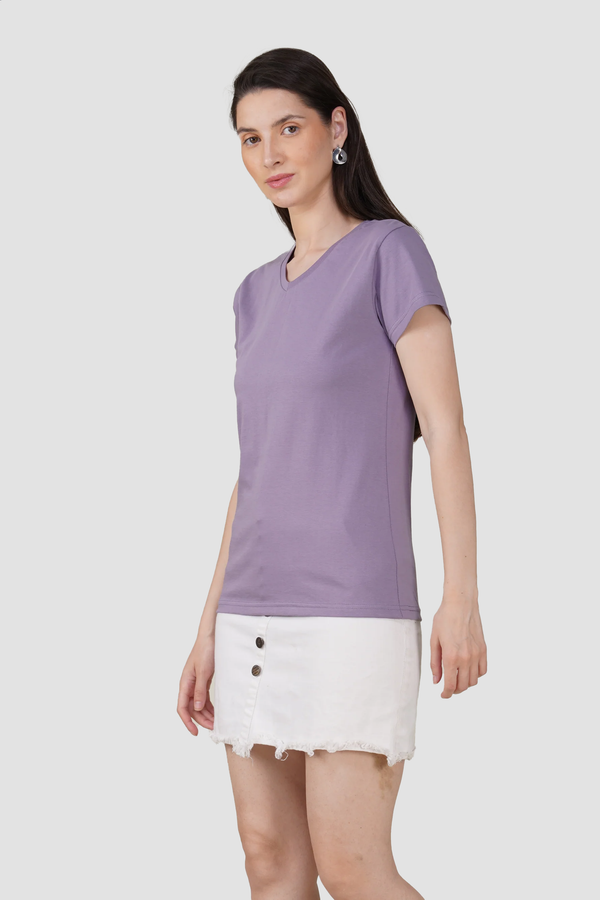 Orchid Mist Cotton V-Neck T-Shirt