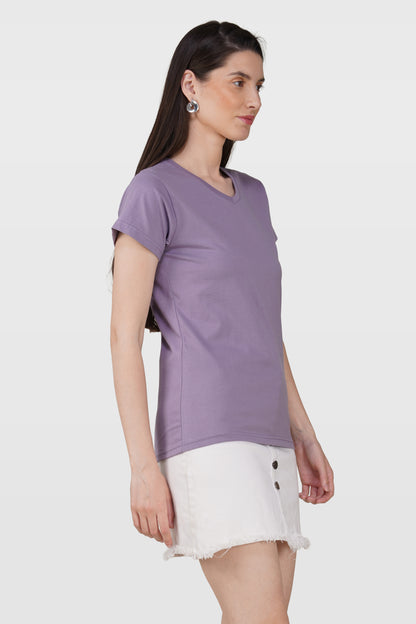 Orchid Mist Cotton V-Neck T-Shirt