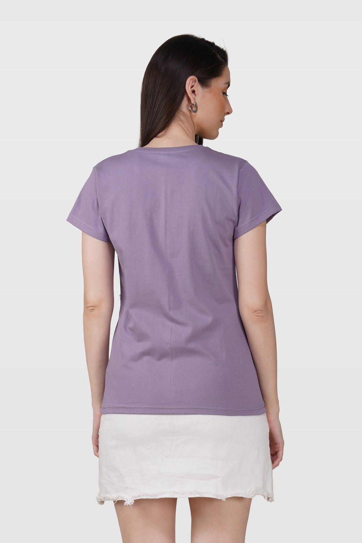 Orchid Mist Cotton V-Neck T-Shirt