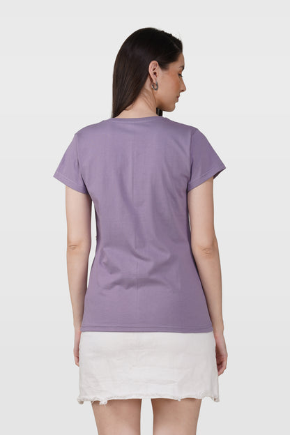 Orchid Mist Cotton V-Neck T-Shirt