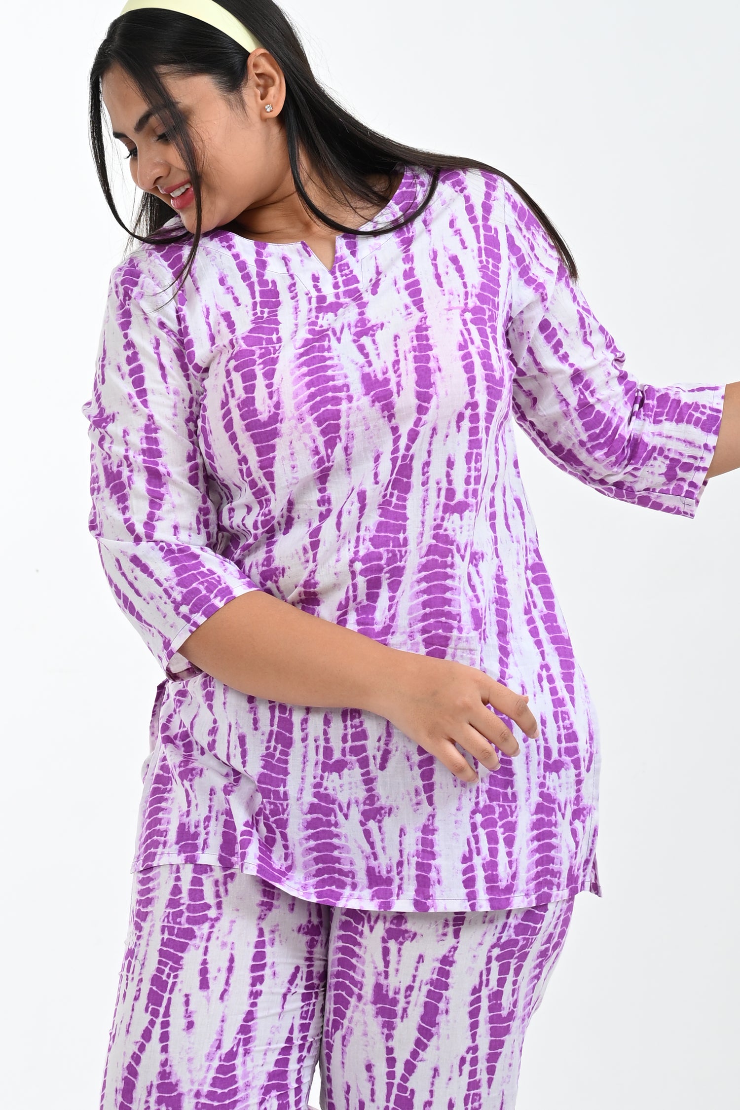 Pale Purple Cotton Printed Pyjama Set