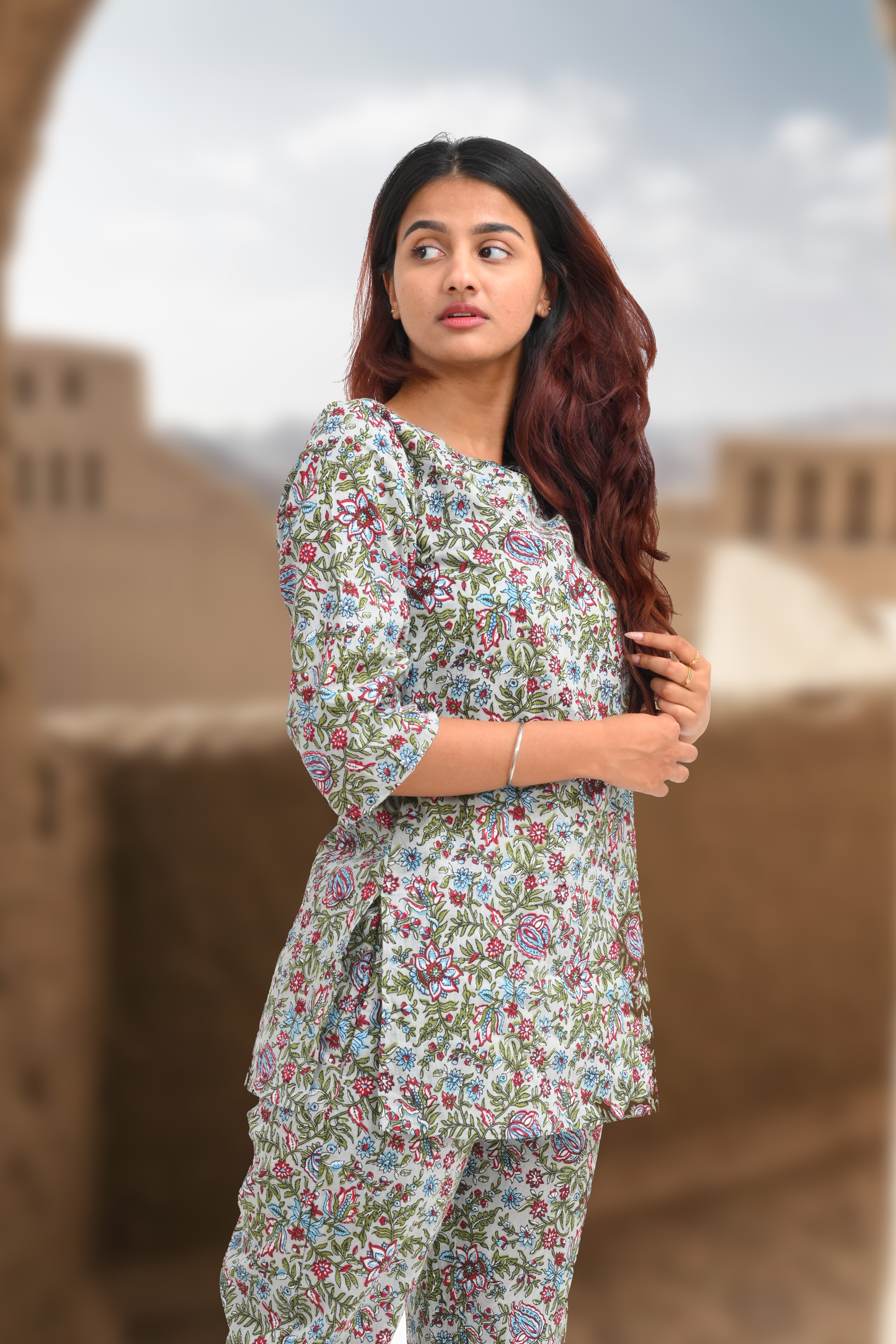 Paris White Cotton Printed Pyjama Set