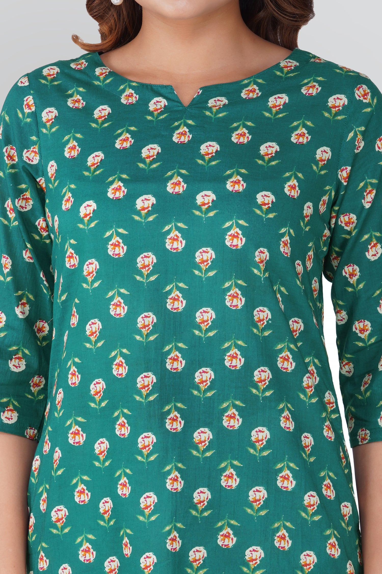 Pine Green Cotton Printed Pyjama Set