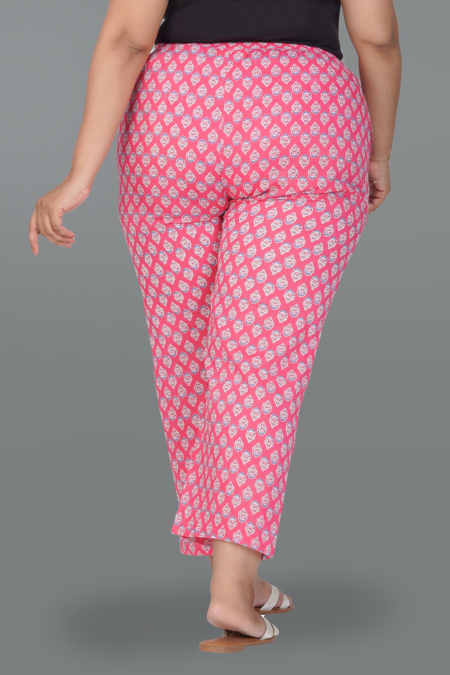Pink Plus Size Cotton Printed Bottom