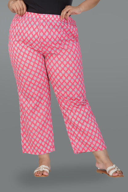 Pink Plus Size Cotton Printed Bottom