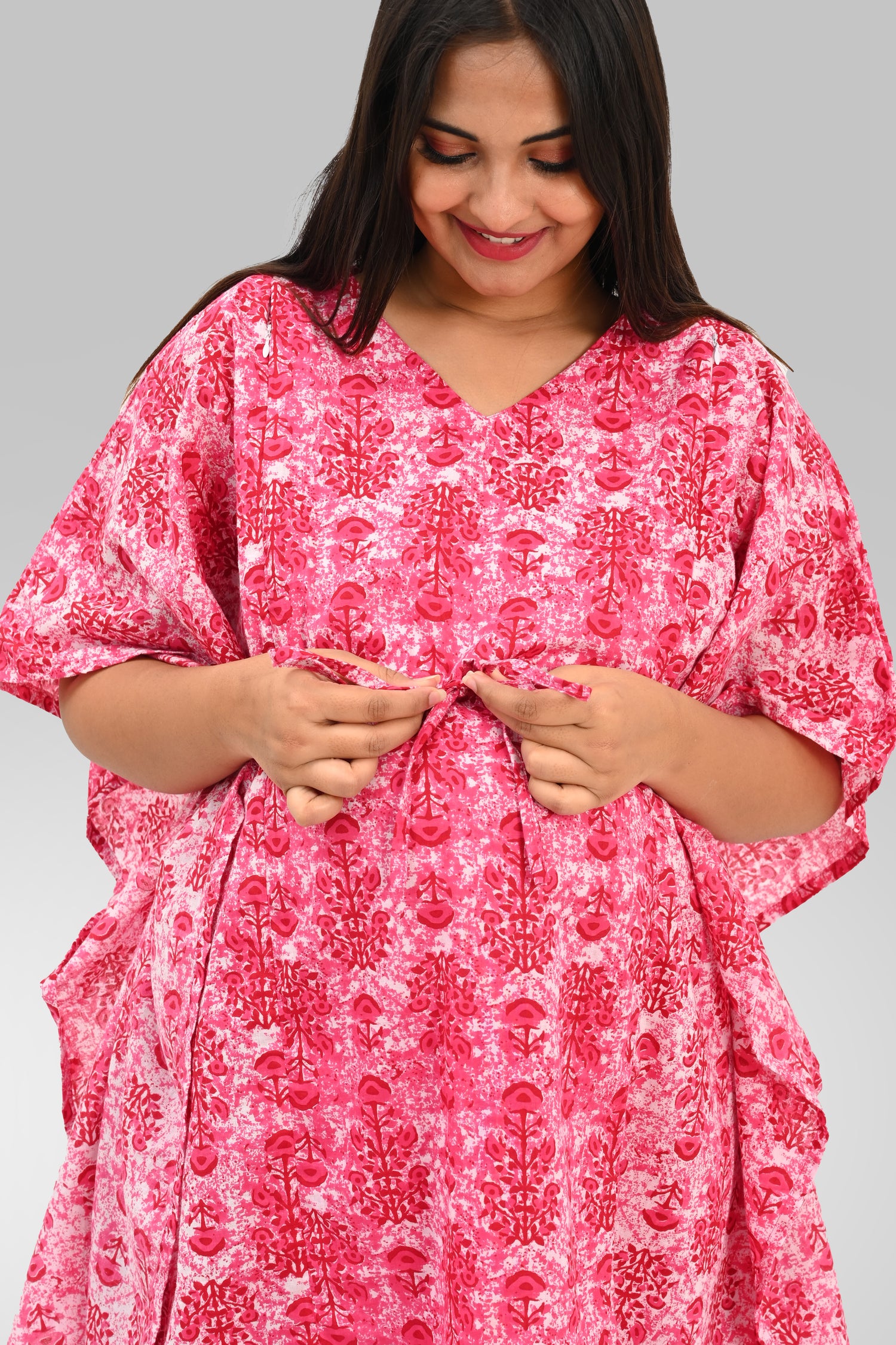 Maternity and Feeding Kaftan Set in Pink