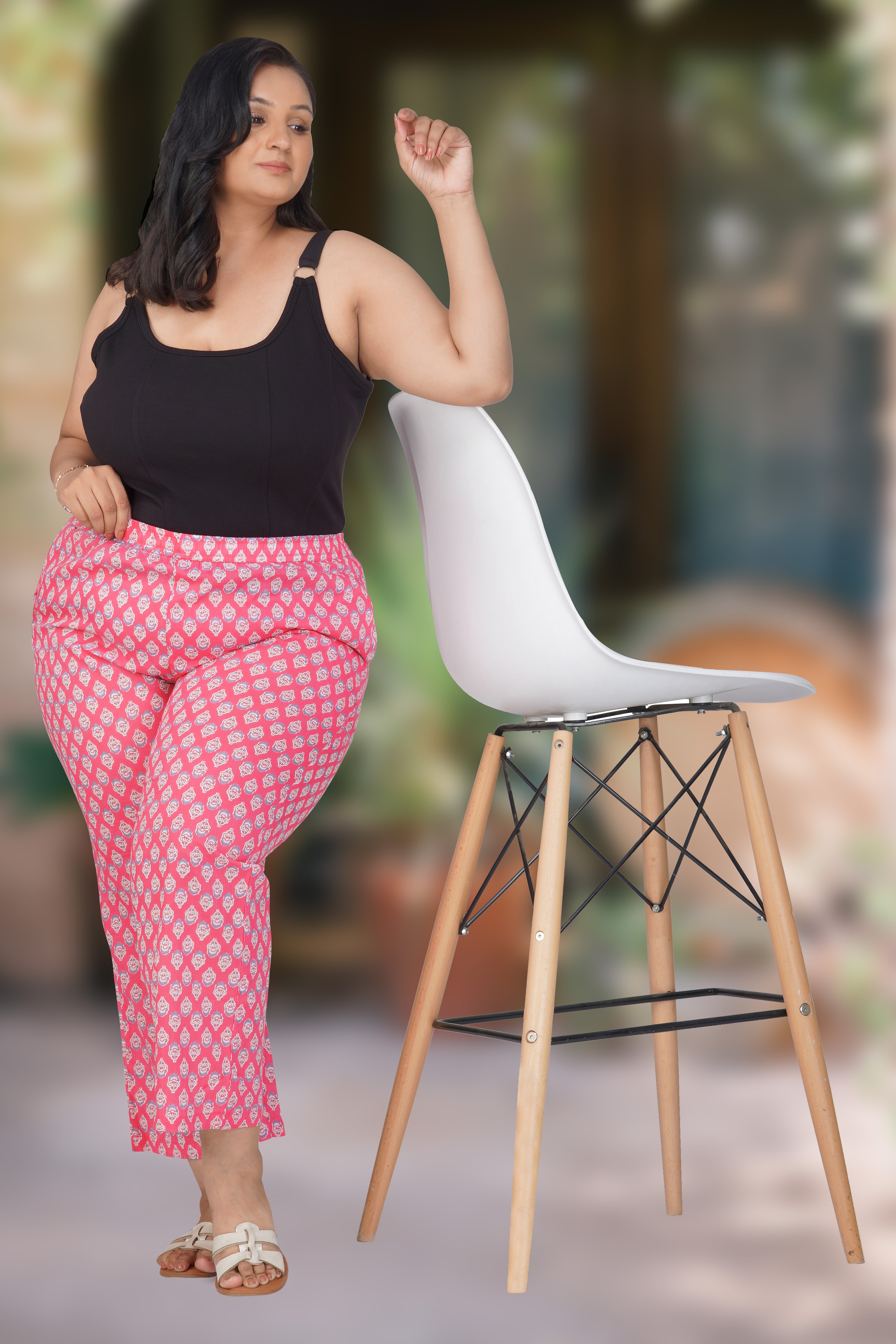 Pink Plus Size Cotton Printed Bottom