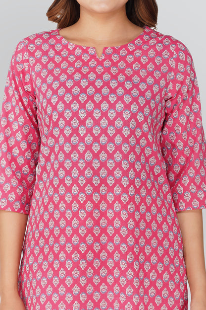 Pink Cotton Printed Pyjama Set