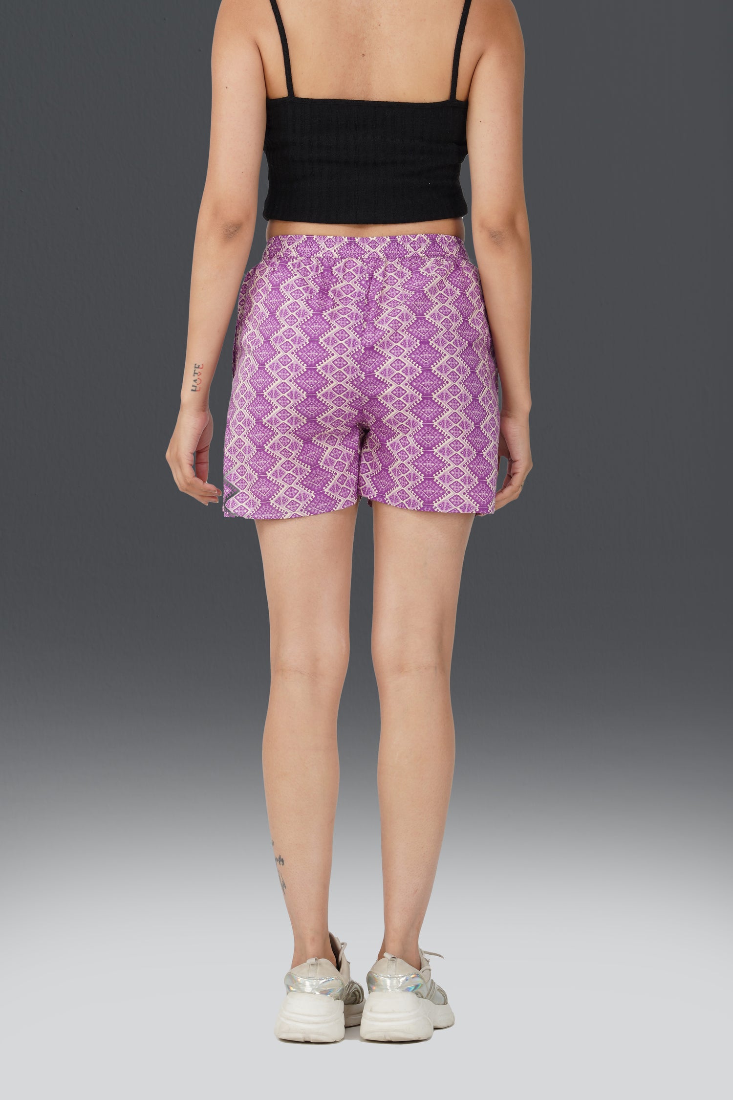 Purple Cotton Printed Shorts