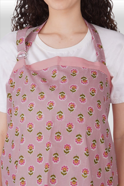 Pale Pink Cotton Printed Feeding Apron