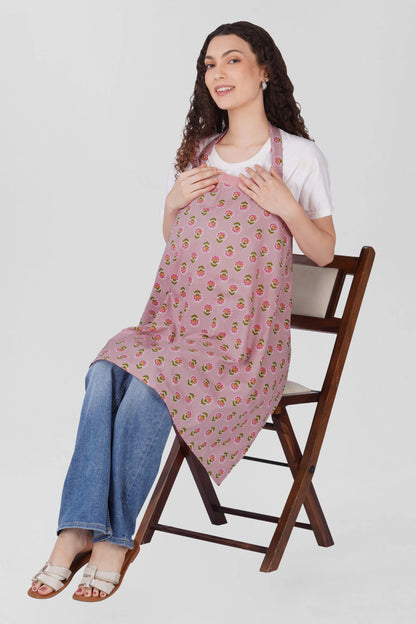 Pale Pink Cotton Printed Feeding Apron