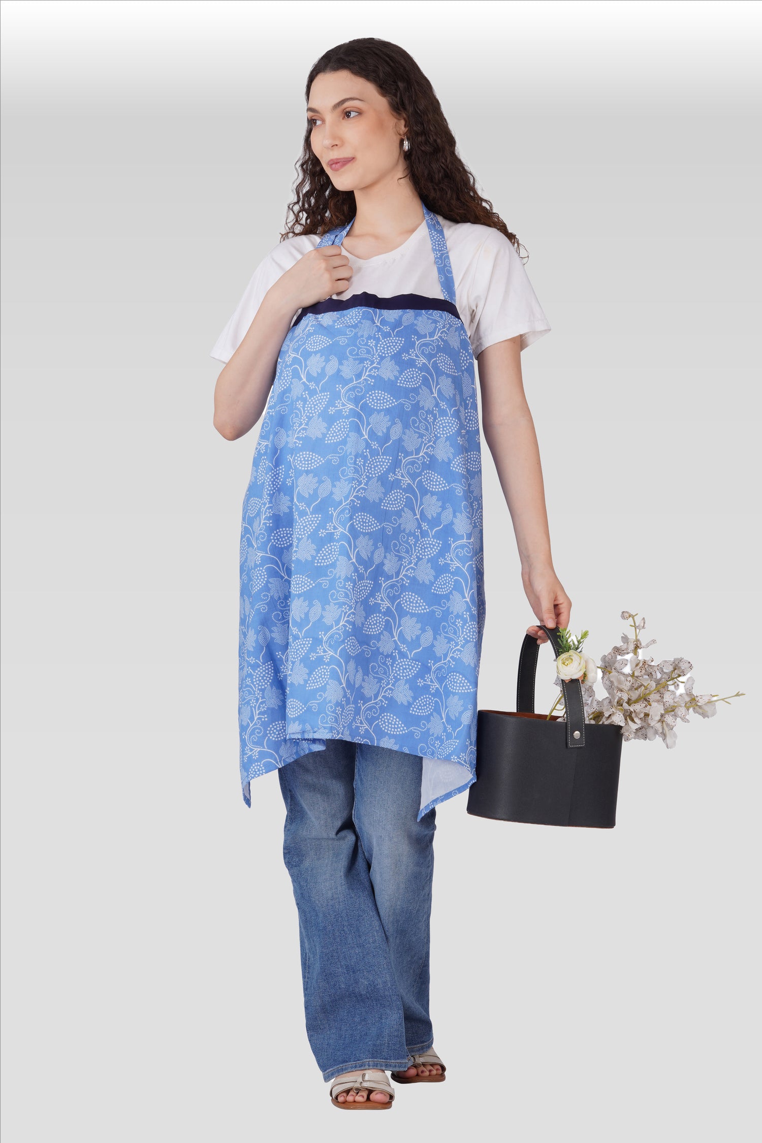 Pale Pink Cotton Printed Feeding Apron