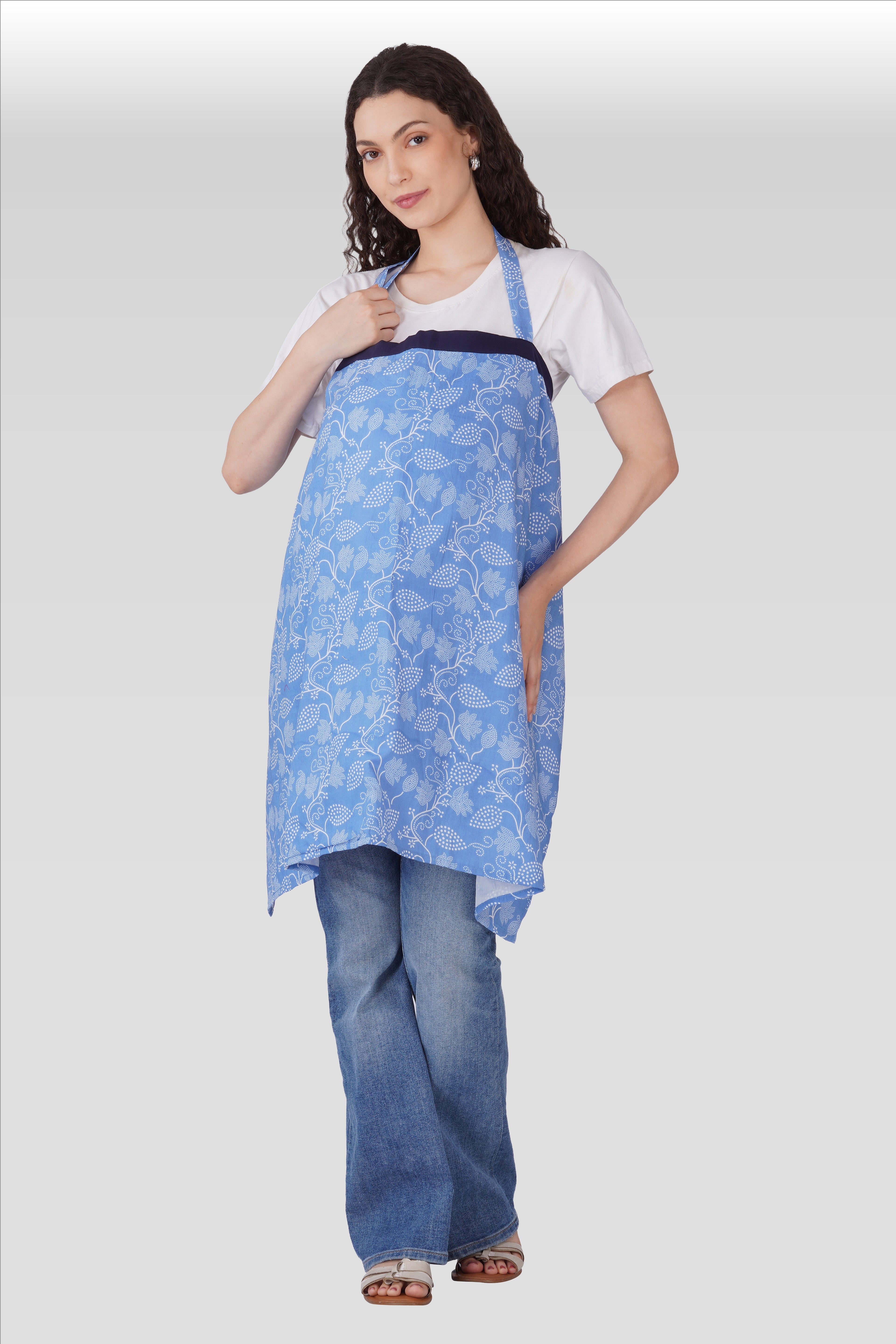 Pale Pink Cotton Printed Feeding Apron