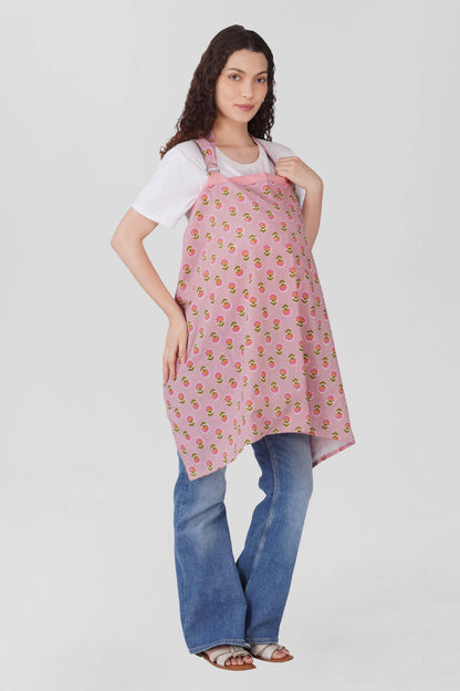 Pale Pink Cotton Printed Feeding Apron