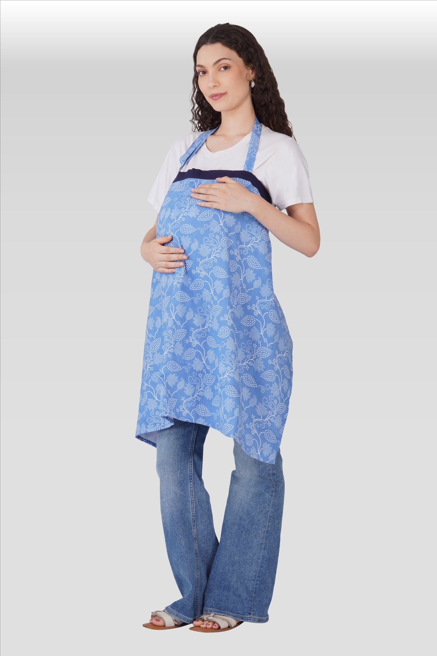 Pale Pink Cotton Printed Feeding Apron